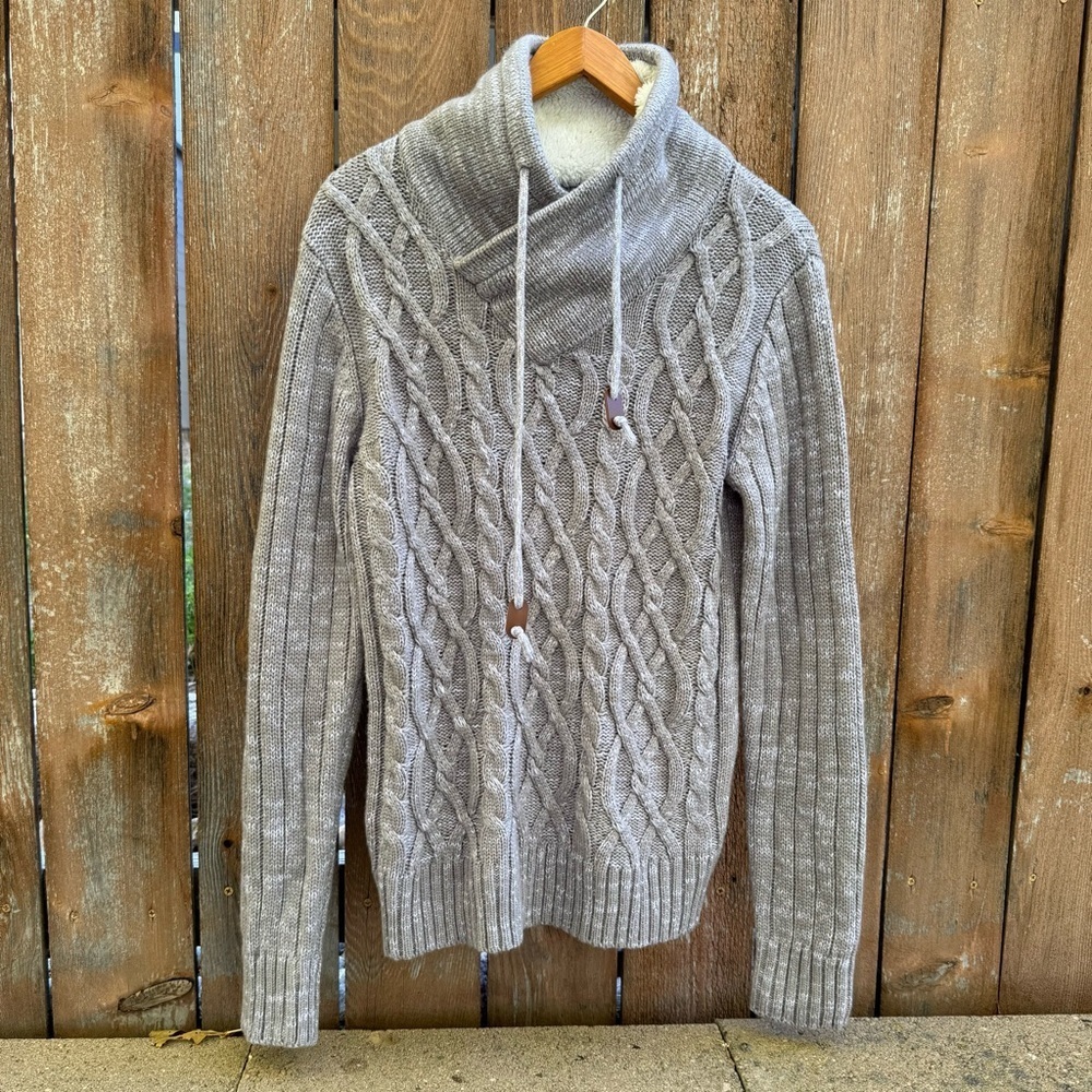 X-RAY Women’s Gray Cable Knit Turtleneck Heavy Sweater Acrylic Size Small